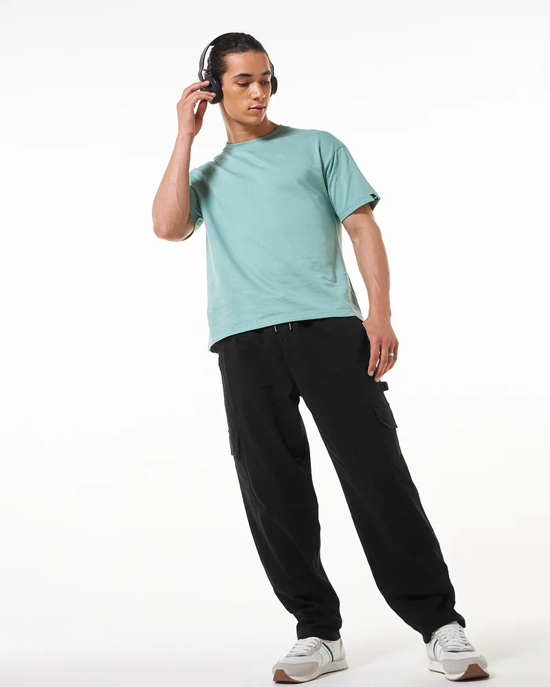 bewakoof  Men's Black Oversized Cargo Carpenter Pants for Men | Best Price UAE